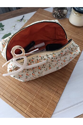 ÖZLEM HANDMADE Crispy Flower Makeup Bag Large Size