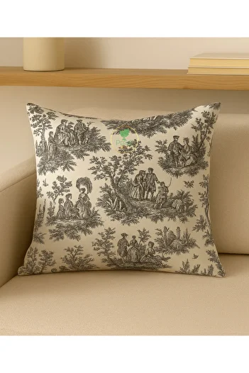 Perdeplus French Style Decorative Boho Throw Pillow, Vintage Pastoral Pattern