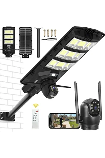 Brivoo® LED Solar Lamp 450W with 4G Surveillance Camera, IP65, Waterproof and Dustproof