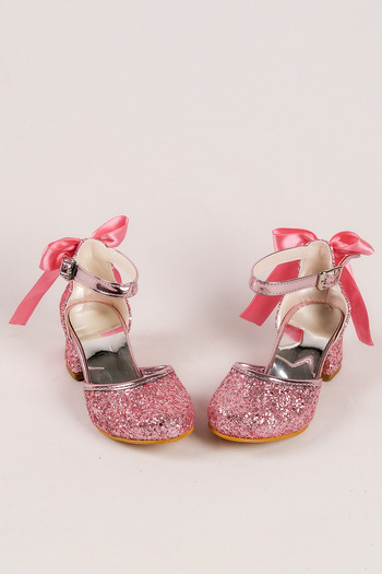 NS Little Glittery and Bow Girls' High Heels, Evening Dress Shoes, New Season