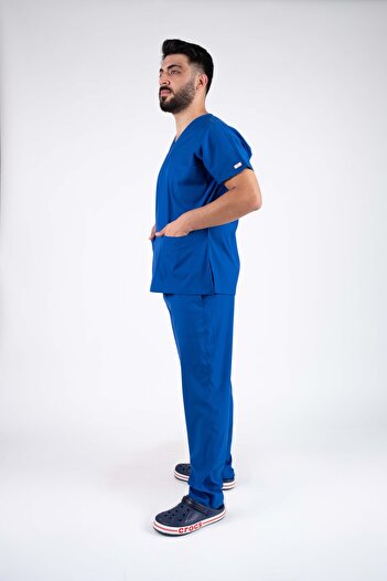 ACAR İŞ TEX Set de uniforme pentru asistent medical și medic pentru bărbați Saks Blue, din lycra, uniforme pentru spital