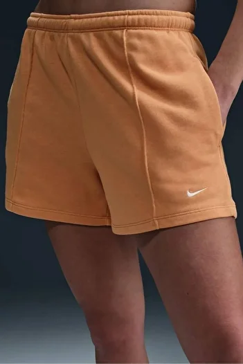 Nike Sportswear Chill Terry Mid Rise 4" French Terry Slim Fit Short Women's 10 cm Cotton Shorts Orange