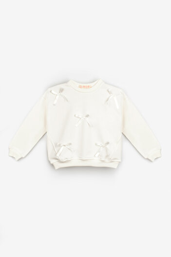 Le Mabelle Ekru Fiyonk Detaylı Kız Çocuk Sweatshirt