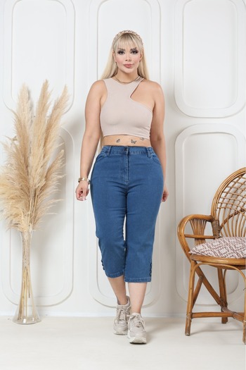 EYLÜL BUTİK Women's Elastic Waist Capri