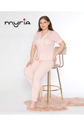 MyRia Women's Short Sleeve Capri Pajama Set