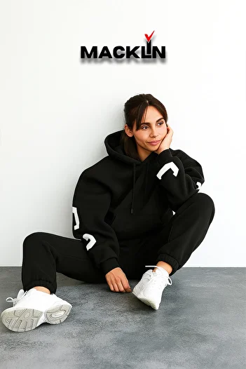macklin Unisex Ανδρικά Γυναικεία Σετ Φόρμας Chicago New York Est με στάμπα Oversize με κουκούλα με 3 κλωστές