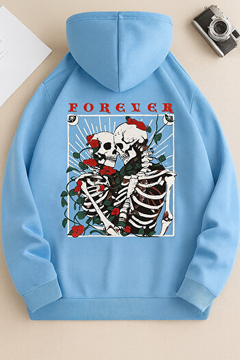 CLASSY.MODA „Унисекс 3-нишко платно с качулка и печат Forever“