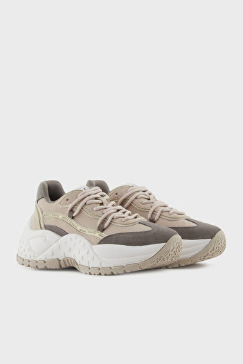 Armani Exchange Genuine Leather Mixed Suede Detailed Thick Sole Sneaker Shoes Shoes Xw001
