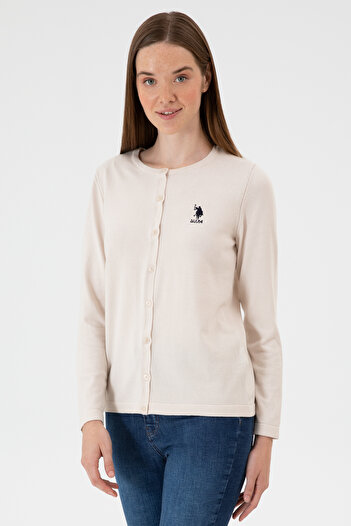 U.S. Polo Assn. Women's Cream Basic Knitwear Cardigan 50313624-Vr071
