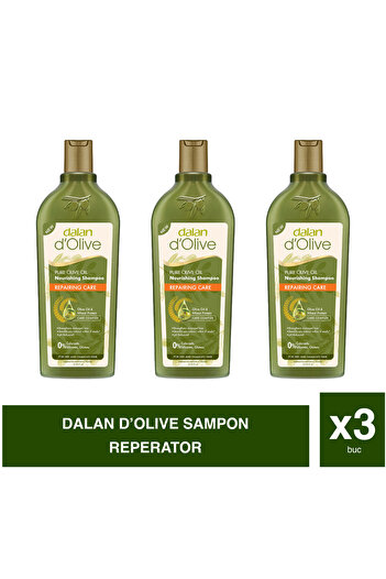 Dalan d’Olive – Set of 3 Repairing Shampoo – 400 ml – Strengthens and Hydrates