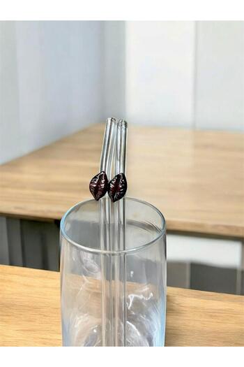 Arsglass Coffee Bean Figured Glass Set of 2 Straws