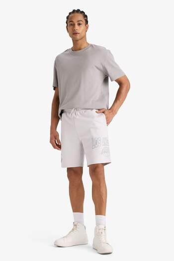 DeFacto Defactofit Nba Los Angeles Lakers Standard Fit Short Leg Skuba Diver Fabric Shorts E8770Ax25Au