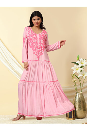 alaya Hand Embroidered Lucknowi Chikankari Cotton Jalabiya-AL3942