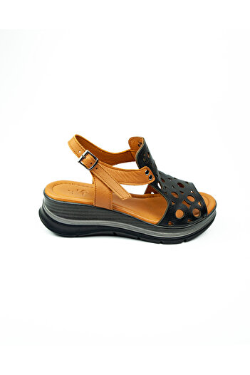 Zeyn 8065 Black Leather Women's Sandals