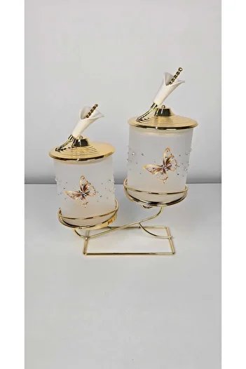 Radin 2Piece Glass Candy Jar with Metal Stand and Lid