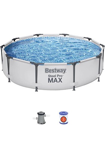 BESTWAY Steel Pro Frame Swimming Pool with Pump - 10 feet x 30 inch (Blue BW56408)