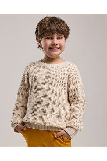 R&B Textured Sweater with Crew Neck and Long Sleeves