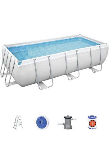 BESTWAY Power Steel 13'3" x 6'7" x 39.5"/4.04m x 2.01m x 1.00m Rectangular Pool Set