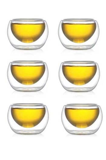 Generic 6-Piece Double Walled Glass Set 80ml Clear