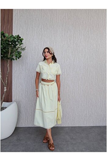 ESRAHELVACI Pocketed Embroidery Detail Skirt Suit