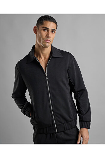 R&B Solid Jacket with Zipper Closure