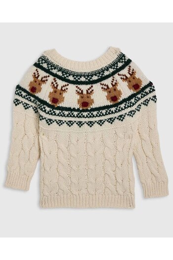 R&B Patterned Sweater with Crew Neck and Long Sleeves
