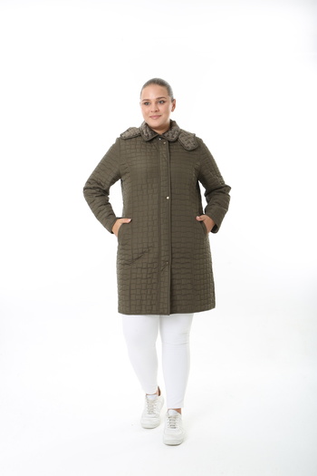 TUTveAL Collection Quilted Coat, Coat, Fur Lined Quilted Coat, Large Size Coat, Water Repellent Coat, Mink Rek