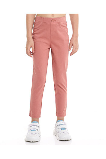 R&B Solid Slim Fit Pants with Elastic Waist