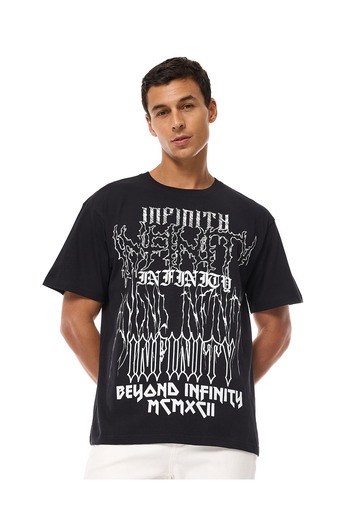 R&B Printed T-Shirt with Crew Neck and Short Sleeves