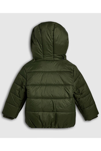 R&B Quilted Hooded Puffer Jacket with Zipper Closure