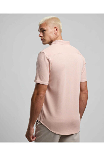 R&B Solid Shirt with Classic Collar and Short Sleeves