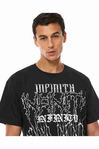 R&B Printed T-Shirt with Crew Neck and Short Sleeves