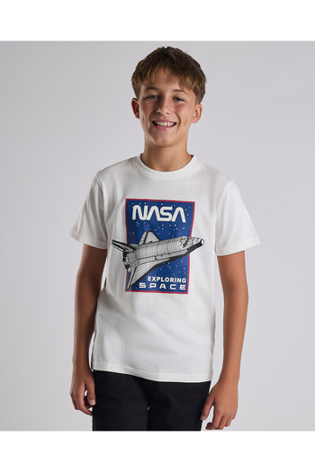 R&B Nasa Print T-Shirt with Crew Neck and Short Sleeves