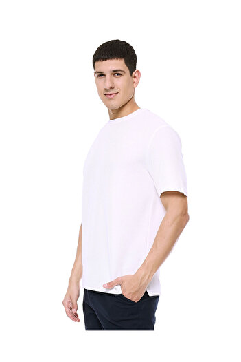 R&B Ribbed T-Shirt with Crew Neck and Short Sleeves