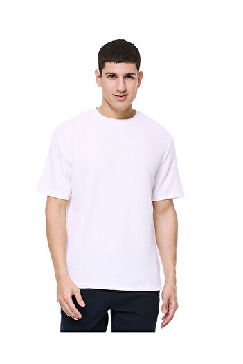 R&B Ribbed T-Shirt with Crew Neck and Short Sleeves