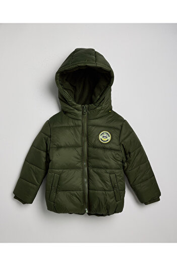 R&B Quilted Hooded Puffer Jacket with Zipper Closure