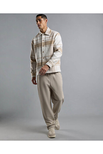 R&B Plaid Shacket with Shirt Collar and Long Sleeves