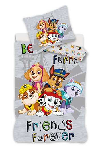 PAW PATROL Grey bedding set 140×200cm, 70×90 cm microfibre