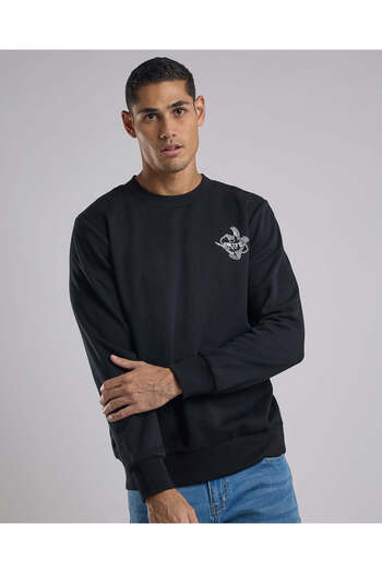 R&B Printed Sweatshirt with Crew Neck and Long Sleeves