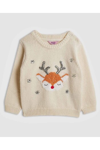 R&B Appliqued Sweater with Crew Neck and Long Sleeves