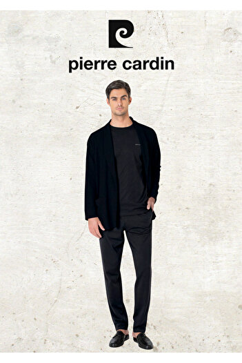 Pierre Cardin 5 Pieces 100% Cotton Robdöşambr & Long Sleeve - Short Sleeve Combed Cotton Pajama Set (2 Gift Socks)