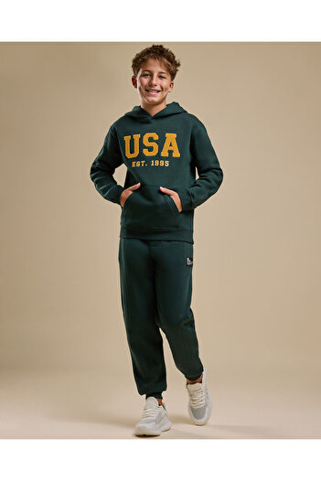 R&B Appliqued Hoodie with Long Sleeves