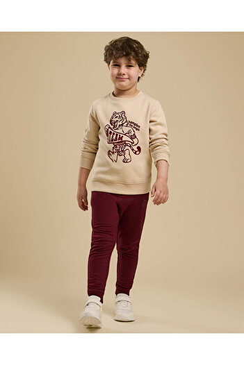 R&B Printed Sweatshirt with Crew Neck and Long Sleeves