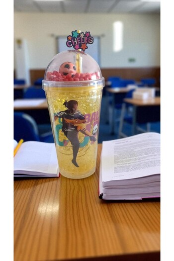 FAMEMUS ACCESSORY Football Character Ball Inside Cup with Straw Lightless Flask