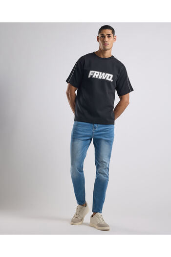R&B Printed T-Shirt with Crew Neck and Short Sleeves
