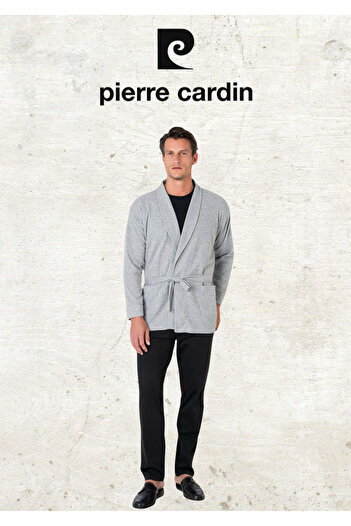 Pierre Cardin 5 Pieces 100% Cotton Robdöşambr & Long Sleeve - Short Sleeve Combed Cotton Pajama Set (2 Gift Socks)