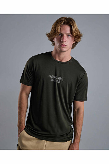 R&B Printed Active T-Shirt with Crew Neck and Short Sleeves