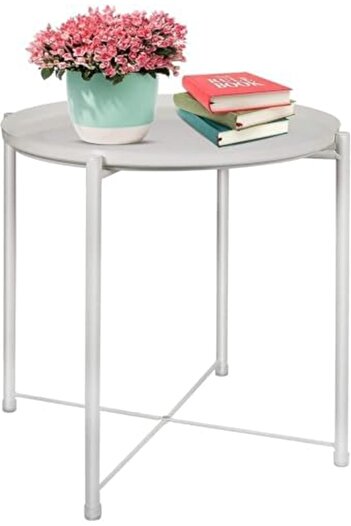 SKY TOUCH SKY-TOUCH Metal Side Table, End Tray Table, Outdoor Side Table, with Detachable Waterproof Tray, for
