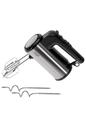 adler Hand Mixer AD 4232 TURBO POWER, 900 W, 5 Speeds, 2 Dough Hooks, 2 Whisks (Black/Stainless Stee