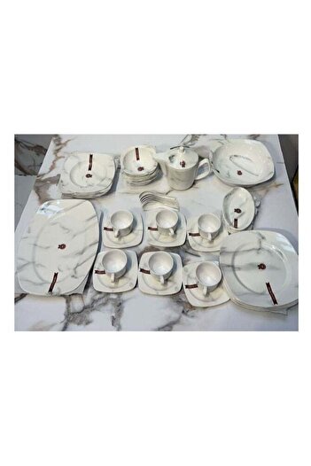 Generic Melamine dining set 47 pieces, marble square